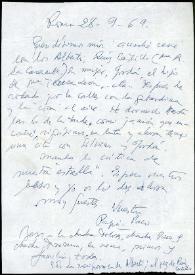 Portada:Carta de Francisco Rabal a su familia. Roma, 28 de septiembre de 1969