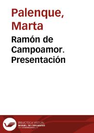Portada:Ramón de Campoamor. Presentación / Marta Palenque