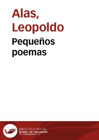 Portada:Pequeños poemas / Leopoldo Alas