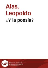 Portada:¿Y la poesía? / Leopoldo Alas