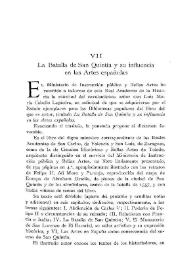 Portada:La Batalla de San Quintín y su influencia en las Artes Españolas / Elías Tormo
