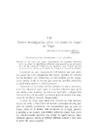 Portada:Nueva investigación sobre los restos de Lope de Vega / Joaquín de Entrambasaguas y Peña