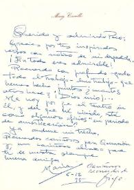 Portada:Carta de Mary Carrillo a Francisco Rabal. 6 de diciembre de 1995