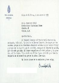 Portada:Carta de Camilo José Cela a Francisco Rabal. Palma de Mallorca, 24 de enero de 1959