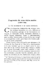Portada:Fragmento de unos viejos anales (1089-1196) / Antonio C. Floriano
