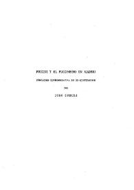 Portada:Puccini y el puccinismo en Madrid : (Evocación conmemorativa de un centenario) / por José Subirá