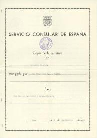 Portada:Licencia marital otorgada por Francisco Rabal en Roma. 8 de septiembre de 1956