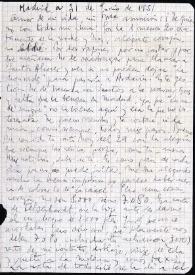 Portada:Carta de Francisco Rabal a Asunción Balaguer. Madrid, 31 de junio de 1951
