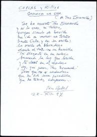 Portada:Coplas de Francisco Rabal dedicadas a Teo Escamilla, \"Buscando la luz\". 22 de diciembre de 1997