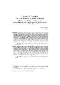 Portada:La teoría general de la forma de Robert Summers (a propósito de Robert S. Summers, Form and Function in a Legal System. A General Study)