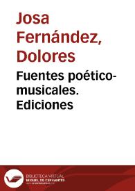 Portada:Fuentes poético-musicales. Ediciones / Lola Josa y Mariano Lambea