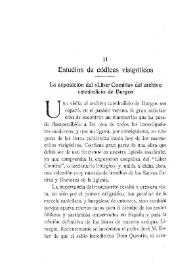 Portada:Estudios de códices visigóticos: La exposición del "Liber Comitis" del archivo catedralicio de Burgos / T. Rojo