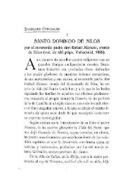 Portada:\"Santo Domingo de Silos\", por el reverendo padre don Rafael Alcocer, monje de Silos (vol. de 456 págs. Valladolid, 1925) / José Ramón Mélida