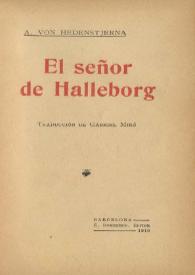 Portada:El señor de Halleborg / Alfred von Hedenstjerna; traducción de Gabriel Miró