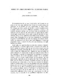 Portada:Sobre un \"descubrimiento\" de Rubén Darío / por José María Souvirón