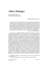 Portada:Adiós a Heidegger / Julio Quesada Martín