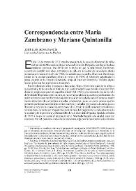 Portada:Correspondencia entre María Zambrano y Mariano Quintanilla / José Luis Mora García