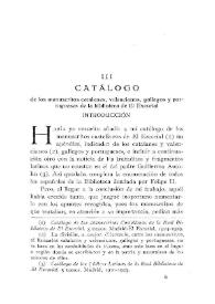 Portada:Catálogo de los manuscritos catalanes, valencianos, gallegos y portugueses de la biblioteca de El Escorial / Julián Zarco Cuevas