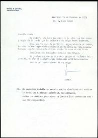 Portada:Carta de Mario J. Gaviria a Francisco Rabal. Benidorm, 25 de febrero de 1974