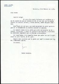 Portada:Carta de Mario J. Gaviria a Francisco Rabal. Benidorm, 2 de febrero de 1974