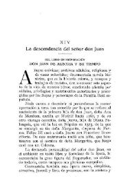 Portada:La descendencia del señor don Juan. Del libro en preparación \"Don Juan de Austria y su tiempo\" / el Marqués de la Vega Inclán