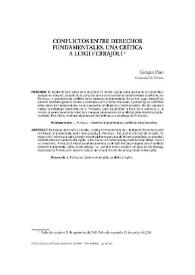 Portada:Conflictos entre derechos fundamentales. Una crítica a Luigi Ferrajoli / Giorgio Pino