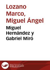 Portada:Miguel Hernández y Gabriel Miró / por Miguel Ángel Lozano Marco