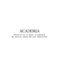 Portada:Academia : Boletín de la Real Academia de Bellas Artes de San Fernando. Primer semestre 1963. Número 16. Prólogo y preliminares