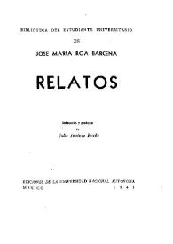 Portada:Relatos / José María Roa Bárcena