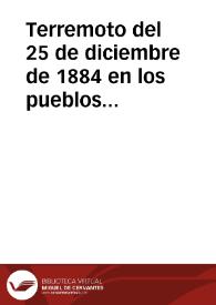 Portada:Terremoto del 25 de diciembre de 1884 en los pueblos de Granada  [Material gráfico]