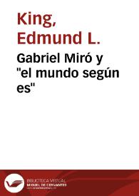 Portada:Gabriel Miró y \"el mundo según es\" / Edmund L. King