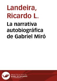 Portada:La narrativa autobiográfica de Gabriel Miró / Ricardo Landeira
