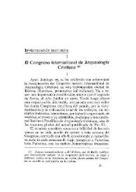 Portada:III Congreso internacional de Arqueología Cristiana / Elías Tormo