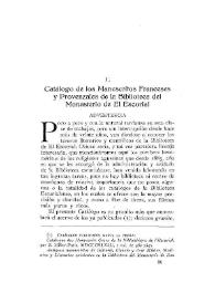 Portada:Catálogo de los Manuscritos Franceses y Provenzales de la Biblioteca del Monasterio de El Escorial / Fray Arturo García de la Fuente, agustino