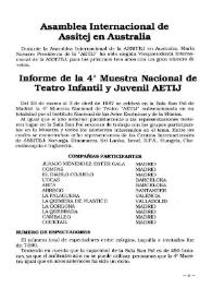 Portada:Informe de la 4ª Muestra Nacional de Teatro Infantil y Juvenil AETIJ