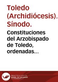 Portada:Constituciones del Arzobispado de Toledo, ordenadas por Fray Francisco Jiménez de Cisneros. : Tabla de lo que han de enseñar a los niños.