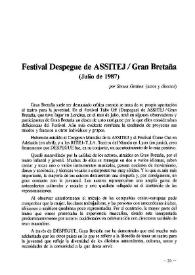 Portada:Festival Despegue de ASSITEJ / Gran Bretaña (Julio de 1987) / por Steven Gration