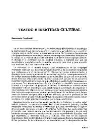 Portada:Teatro e identidad cultural / Benvenuto Cuminetti