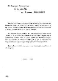 Portada:El Congreso Internacional de ASSITEJ suspendido en Bruselas. Nota de la Secretaría General de la ASSITEJ