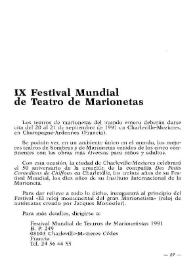 Portada:IX Festival Mundial de Teatro de Marionetas