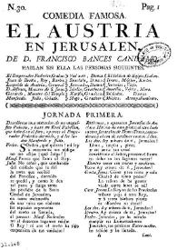 Portada:El Austria en Jerusalen / de D. Francisco Bances Candamo