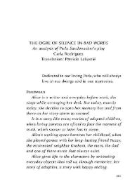 Portada:The ogre of silence in \"Bad words\" : An analysis of Perla Szuchmacher’s play / Carla Rodríguez; translation,  Patricia Labastié