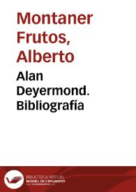 Portada:Alan Deyermond. Bibliografía / Alberto Montaner Frutos