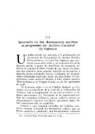 Portada:Inventario de los documentos escritos en pergamino del Archivo Catedral de Valencia [I] / Elías Olmos Canalda