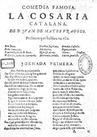 Portada:La cosaria [sic] catalana / de Juan de Matos Fragoso