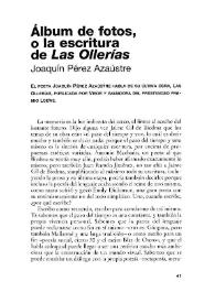 Portada:Álbum de fotos, o la escritura de \"Las Ollerías\" / Joaquín Pérez Azaústre