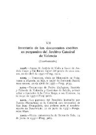 Portada:Inventario de los documentos escritos en pergamino del Archivo Catedral de Valencia [III] (Continuación) / Elías Olmos Canalda