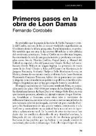 Portada:Primeros pasos en la obra de Leon Damas / Fernando Cordobés