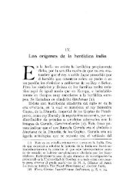 Portada:Los orígenes de la heráldica india / H. Heras