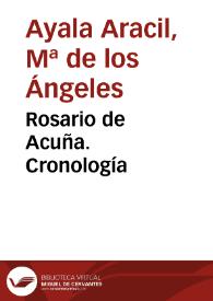 Portada:Rosario de Acuña. Cronología / Mª de los Ángeles Ayala Aracil